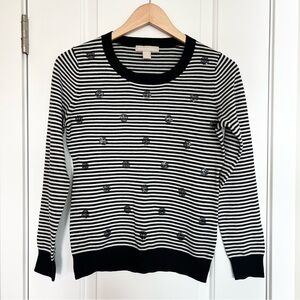 Banana Republic Women’s wool blend striped sweater Sz S Sequin polka dots Preppy